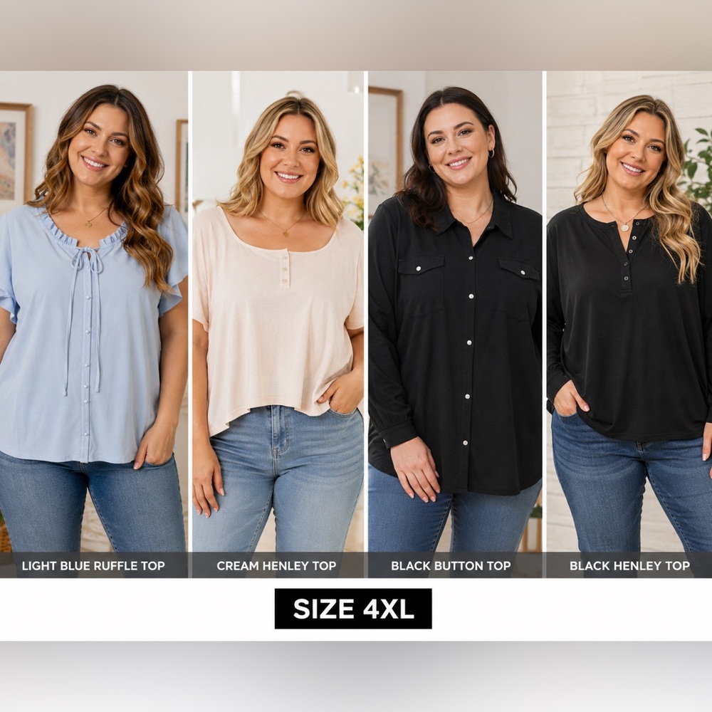 SHEIN Curve Plus Size Top Lot Women’s 4XL Bundle (4 Tops)